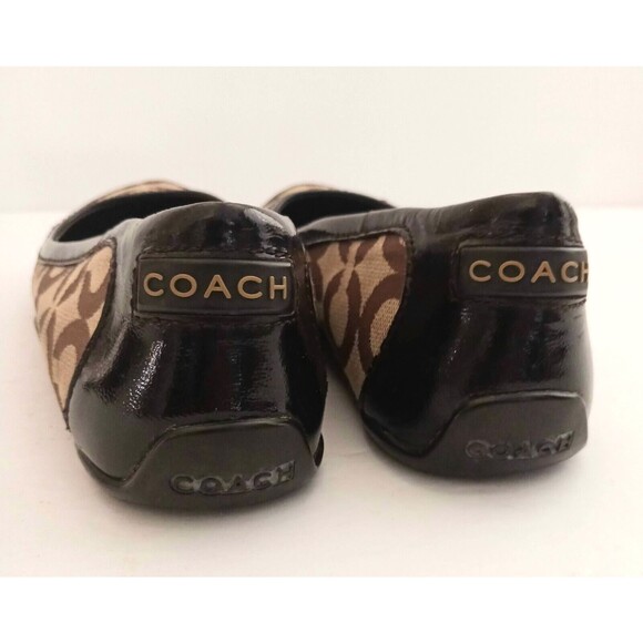Coach Callie Ballet Flat Brown C Jacquard Blk Patent Toe/Heel Rubber Sole Sz 6.5 - Picture 8 of 10